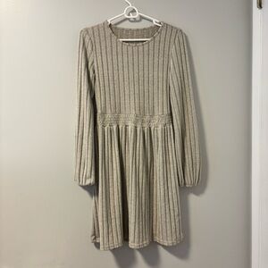 SHEIN Beige Ribbed Knit Dress Medium